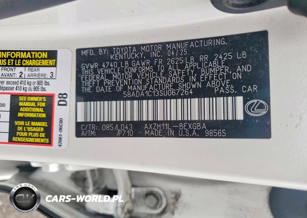 2025 Lexus Es 300H Base VIN:58ADA1C13SU067264 - 13