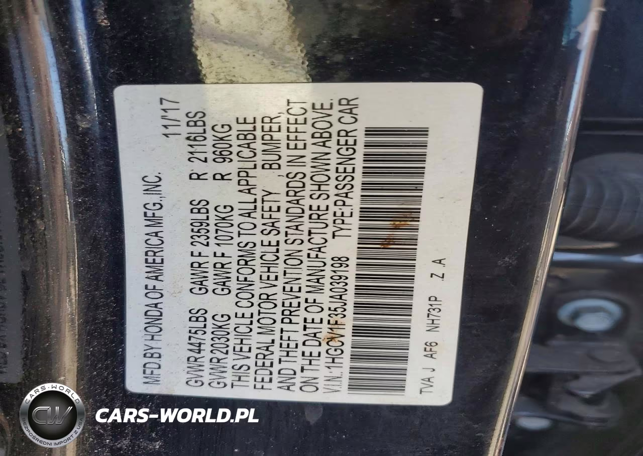 2018 Honda Accord Sport VIN:1HGCV1F35JA039198 - 12