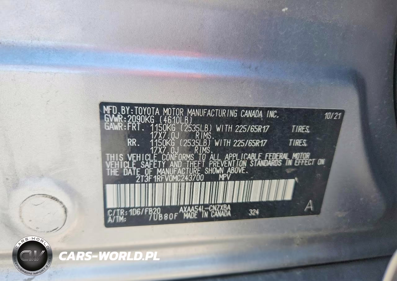 2021 Toyota Rav4 Le VIN:2T3F1RFV0MC243700 - 12