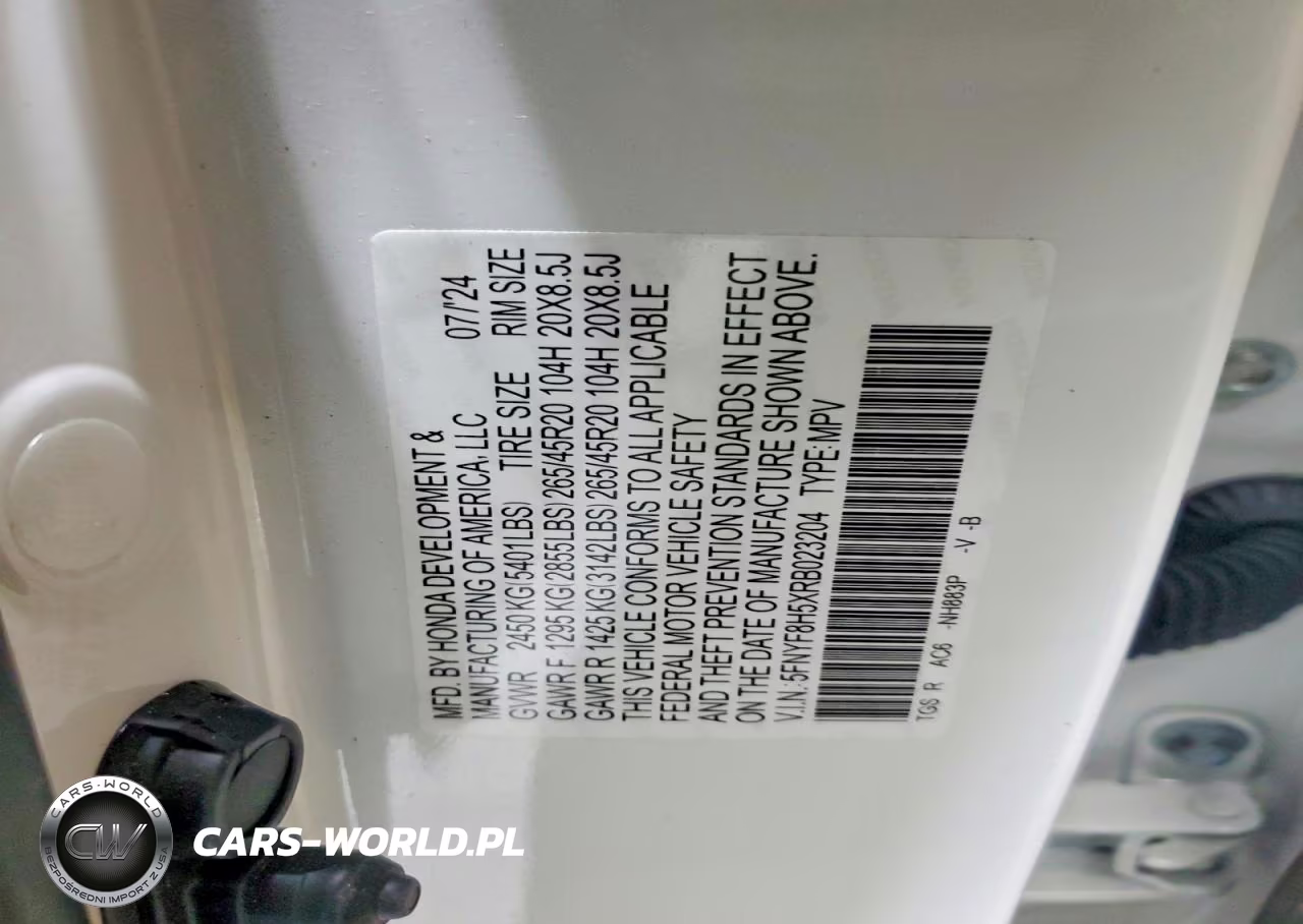 2024 Honda Passport Exl VIN:5FNYF8H5XRB023204 - 14