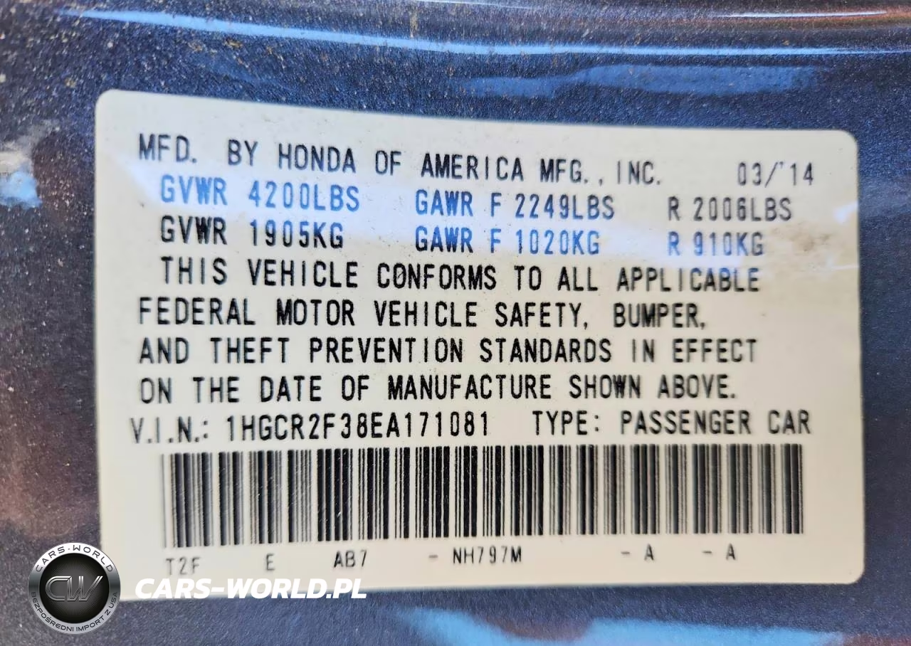 2014 Honda Accord Lx VIN:1HGCR2F38EA171081 - 13