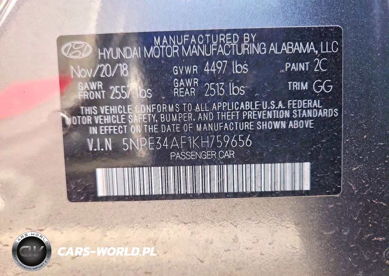 2019 Hyundai Sonata Sel VIN:5NPE34AF1KH759656 - 13