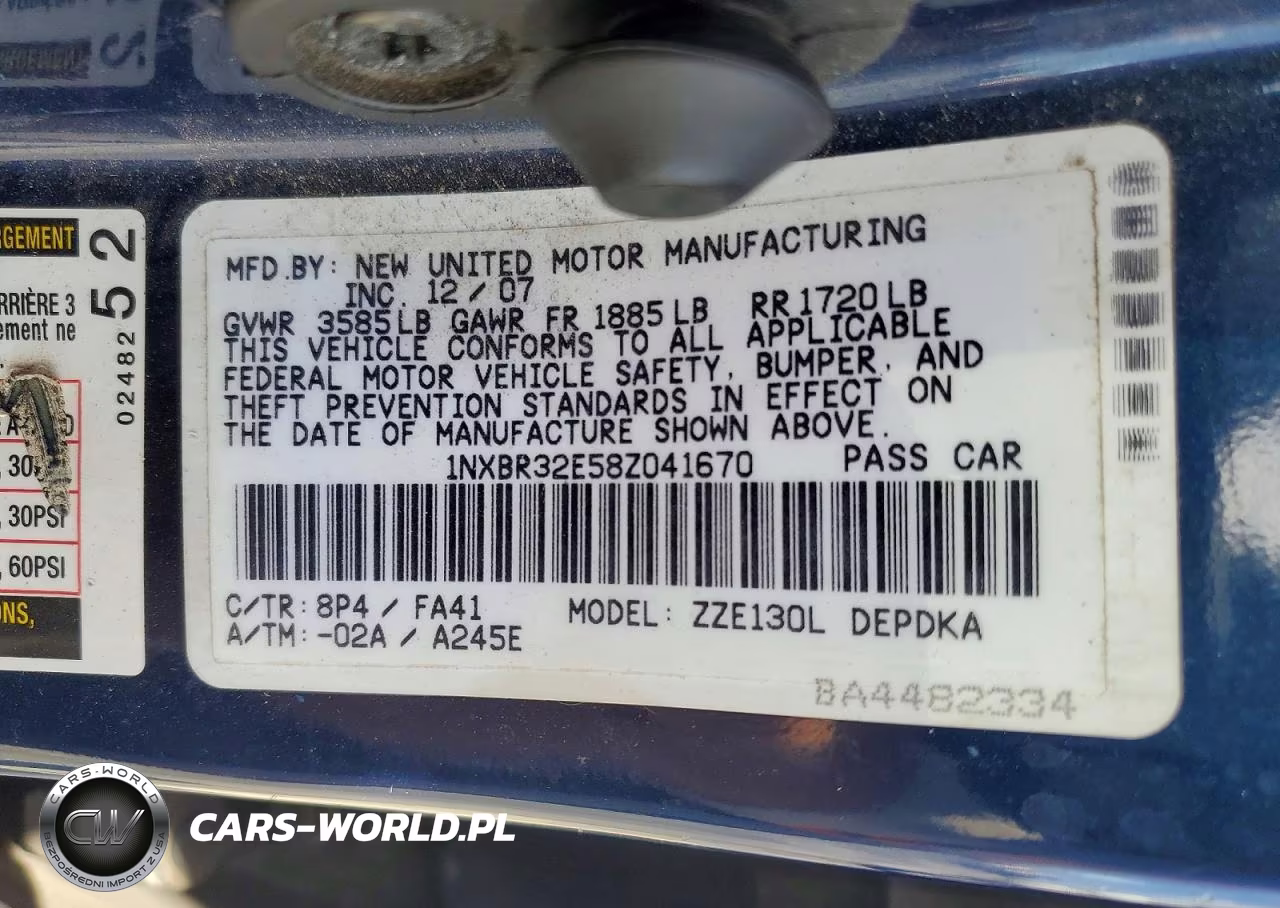 2008 Toyota Corolla Ce VIN:1NXBR32E58Z041670 - 12