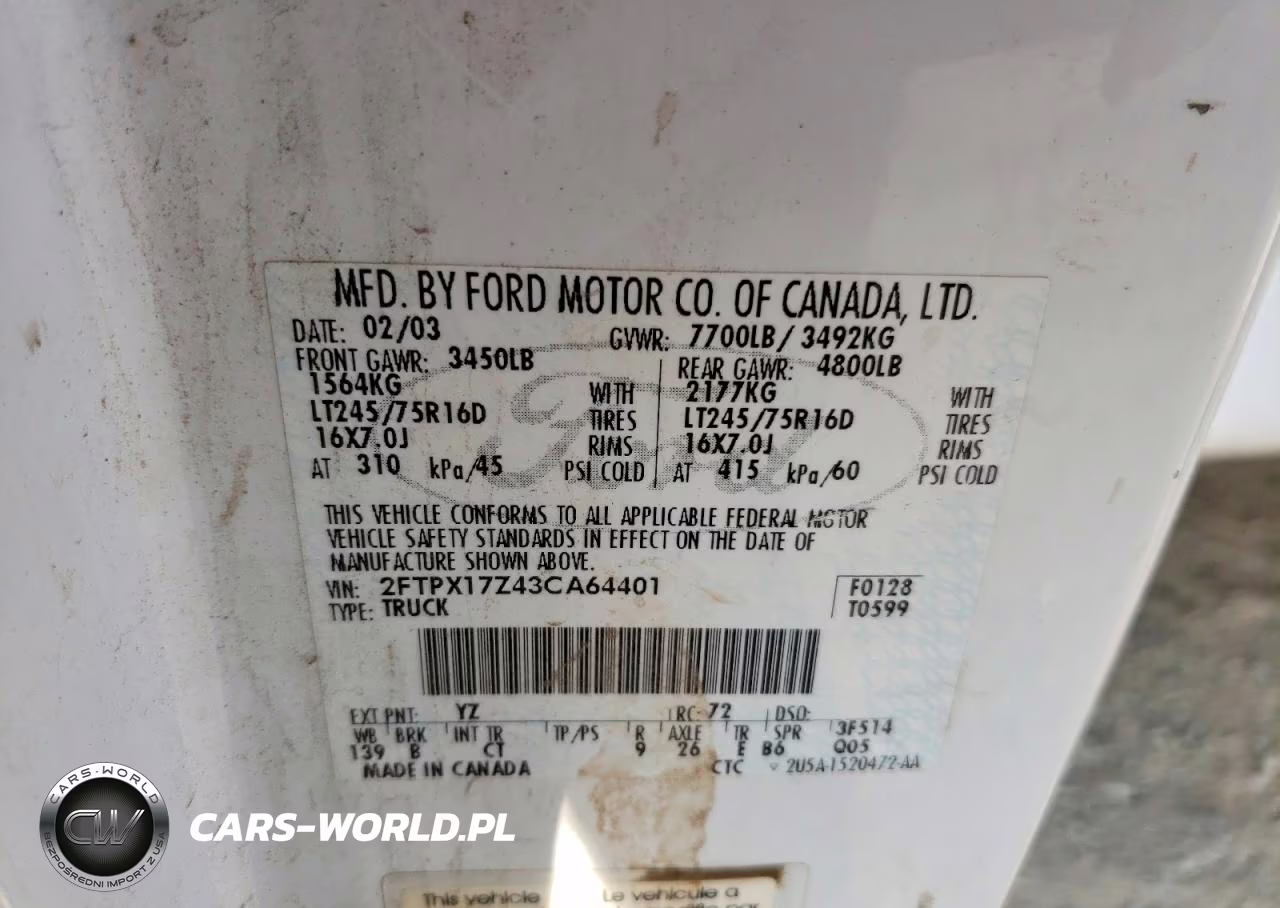 2003 Ford F150 VIN:2FTPX17Z43CA64401 - 12