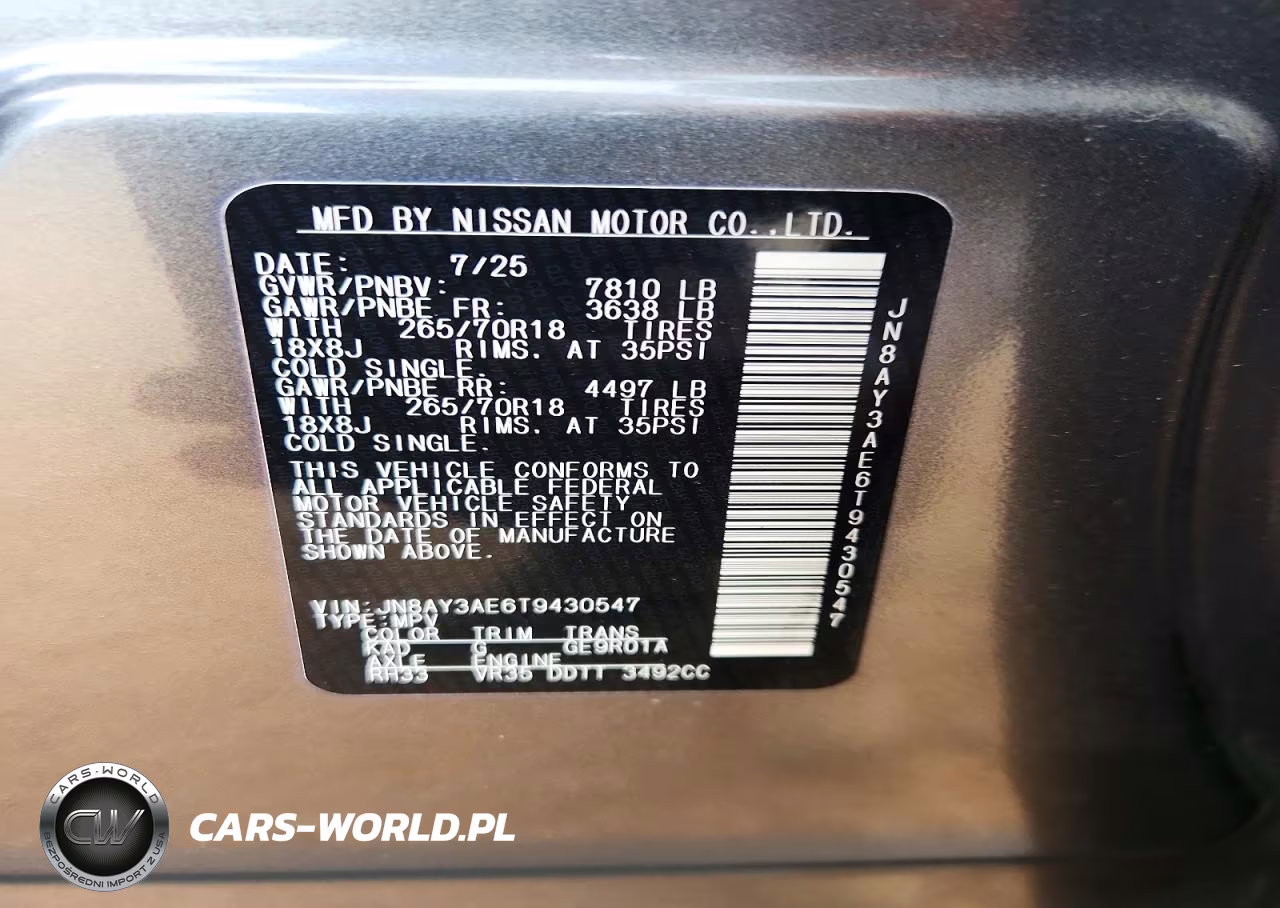 2026 Nissan Armada Sv VIN:JN8AY3AE6T9430547 - 14