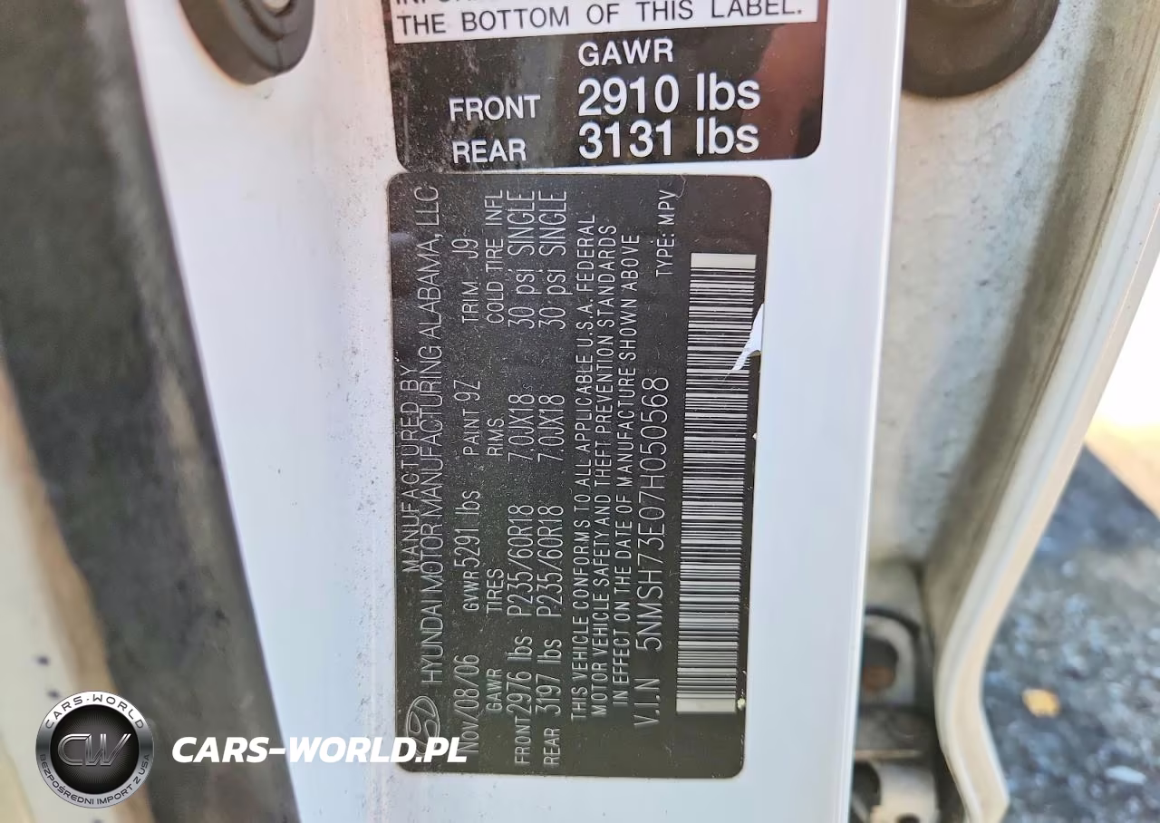 2007 Hyundai Santa Fe Se VIN:5NMSH73E07H050568 - 13