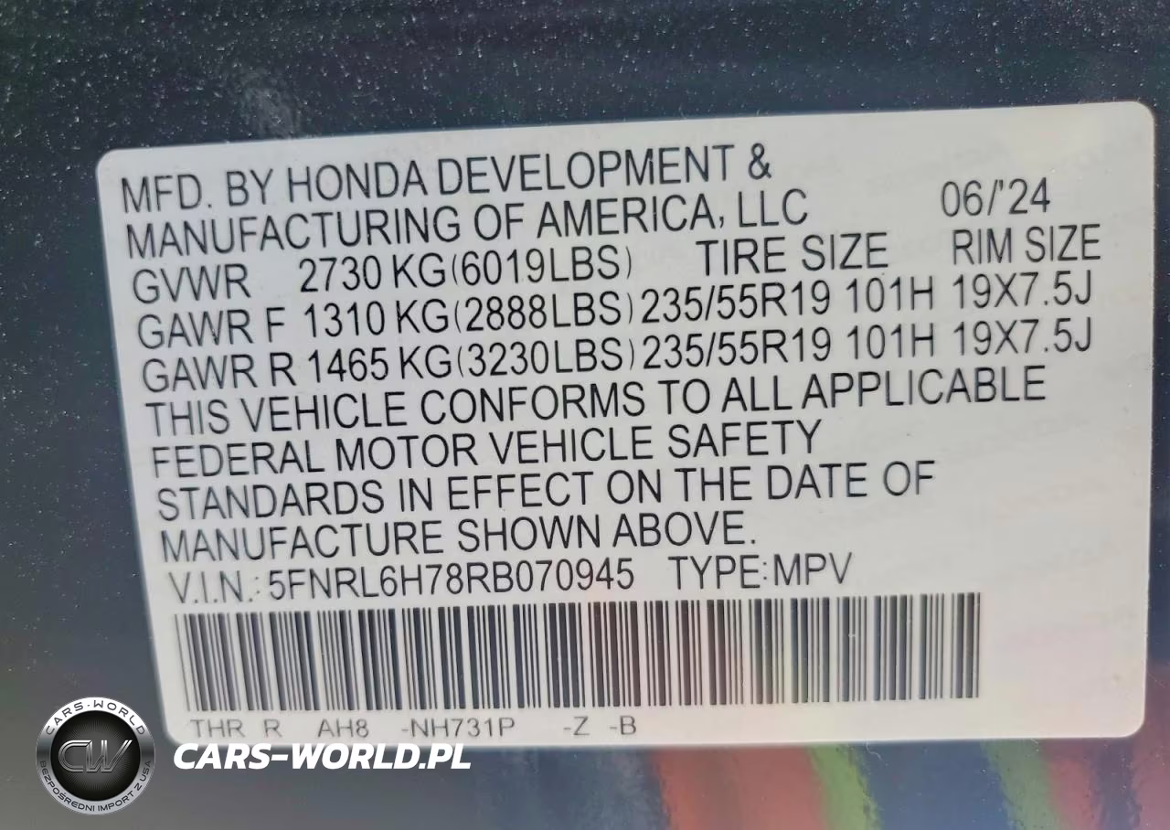 2024 Honda Odyssey Sport VIN:5FNRL6H78RB070945 - 13
