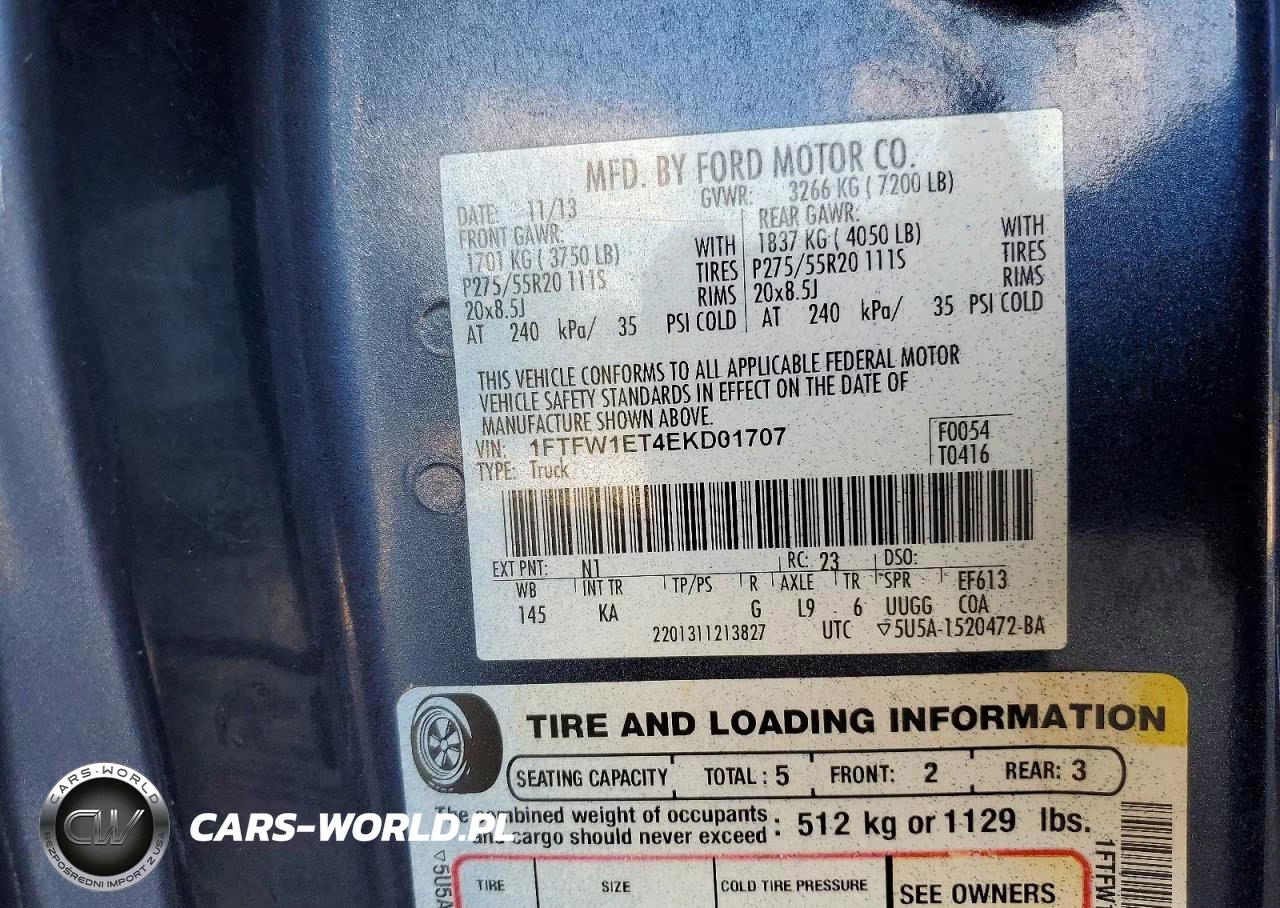 2014 Ford F150 Supercrew VIN:1FTFW1ET4EKD01707 - 12