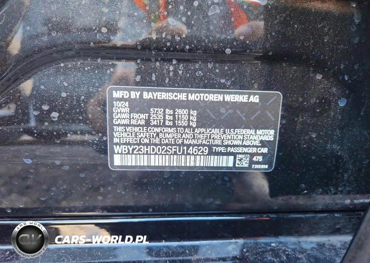 2025 BMW I4 Edrive 40 VIN:WBY23HD02SFU14629 - 12
