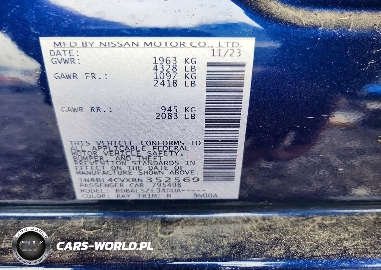 2024 Nissan Altima Sr VIN:1N4BL4CVXRN352569 - 13