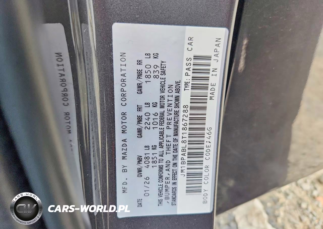 2026 Mazda 3 Select Sport VIN:JM1BPABL8T1867288 - 12