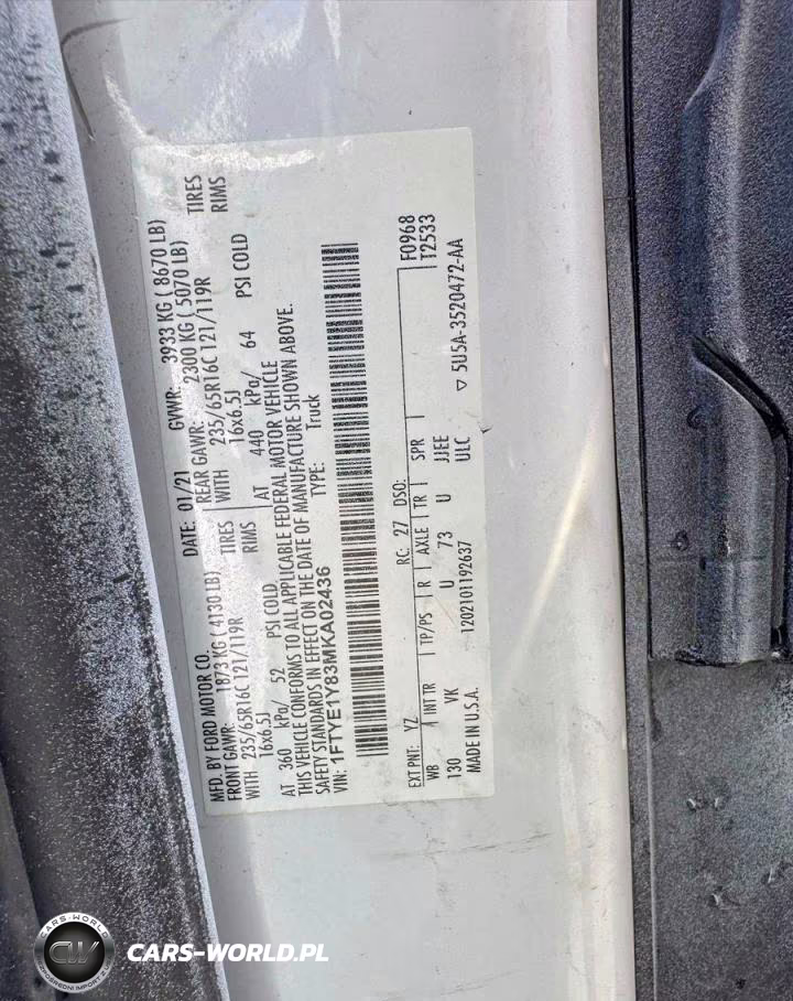 2021 Ford Transit T-150 VIN:1FTYE1Y83MKA02436 - 10