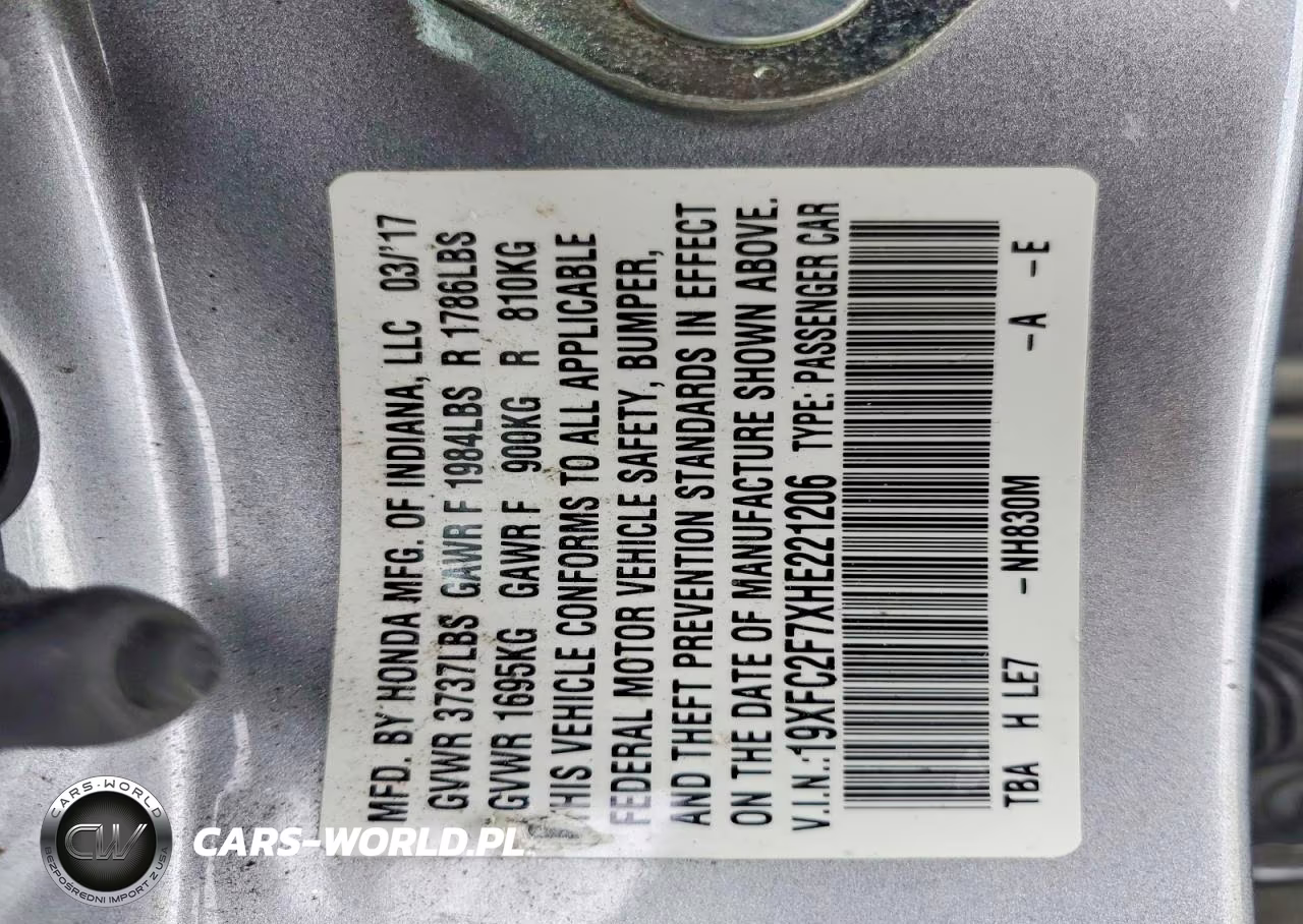 2017 Honda Civic Ex VIN:19XFC2F7XHE221206 - 12