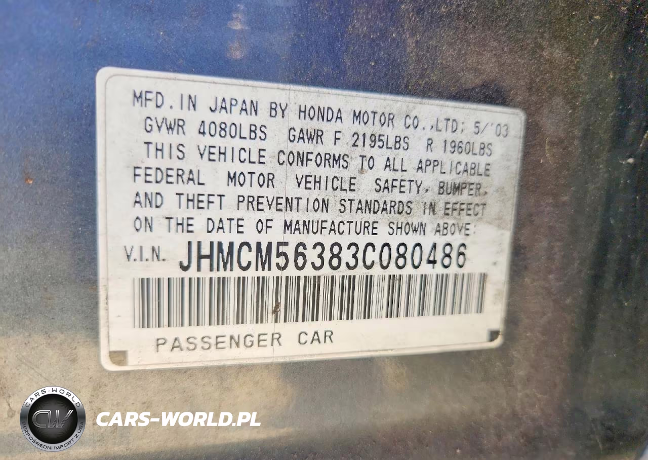 2003 Honda Accord Lx VIN:JHMCM56383C080486 - 12