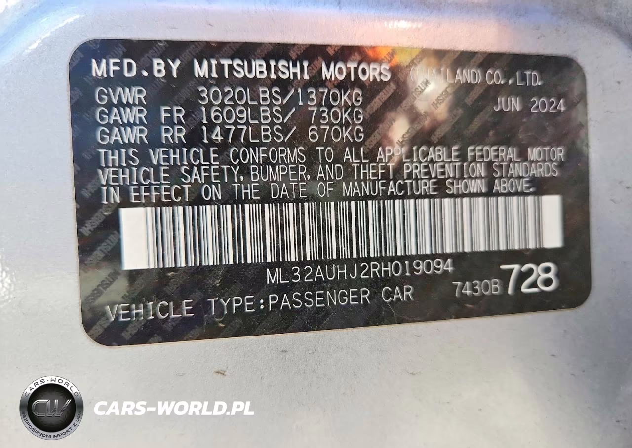 2024 Mitsubishi Mirage Es VIN:ML32AUHJ2RH019094 - 12