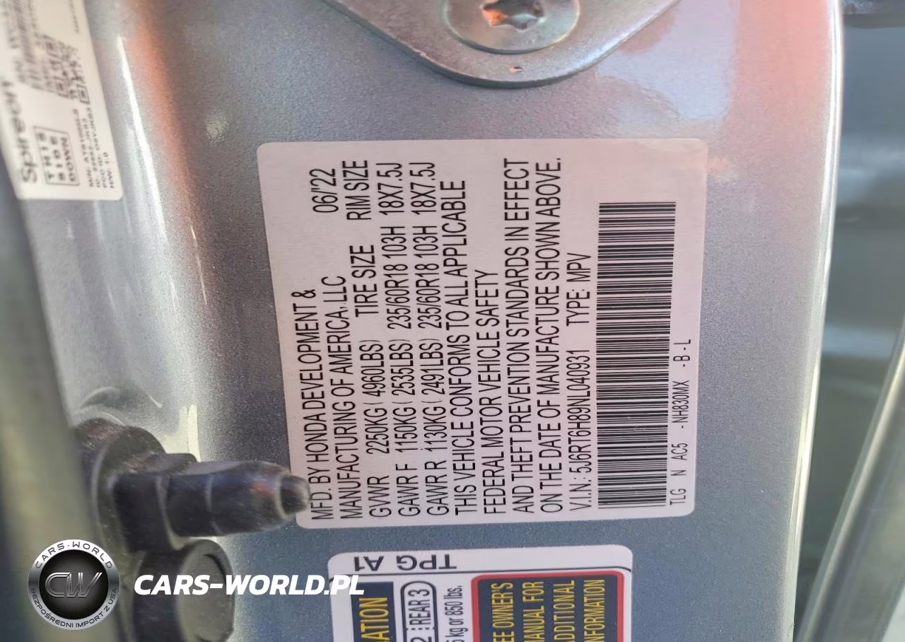 2022 Honda Cr-V Exl VIN:5J6RT6H89NL040931 - 13