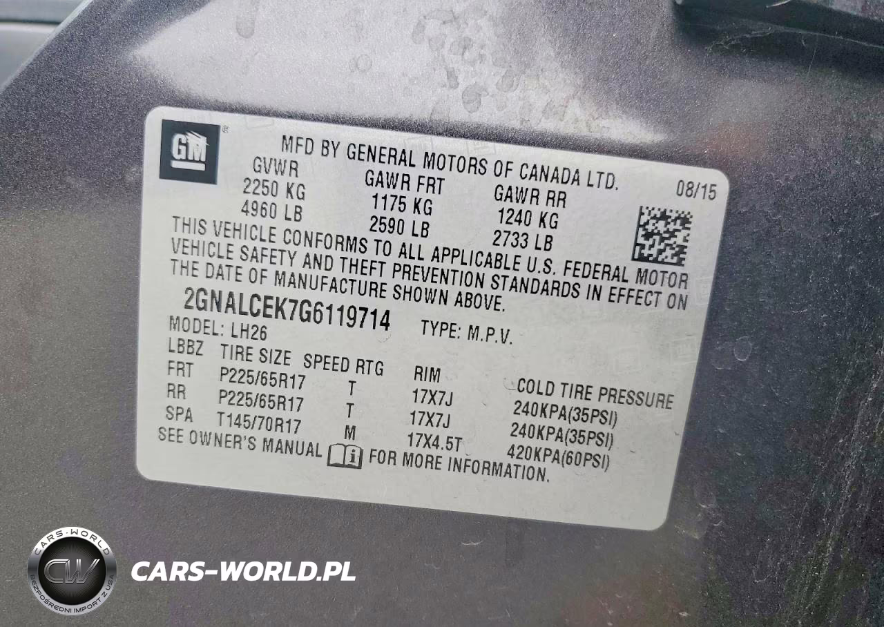 2016 Chevrolet Equinox Lt VIN:2GNALCEK7G6119714 - 13