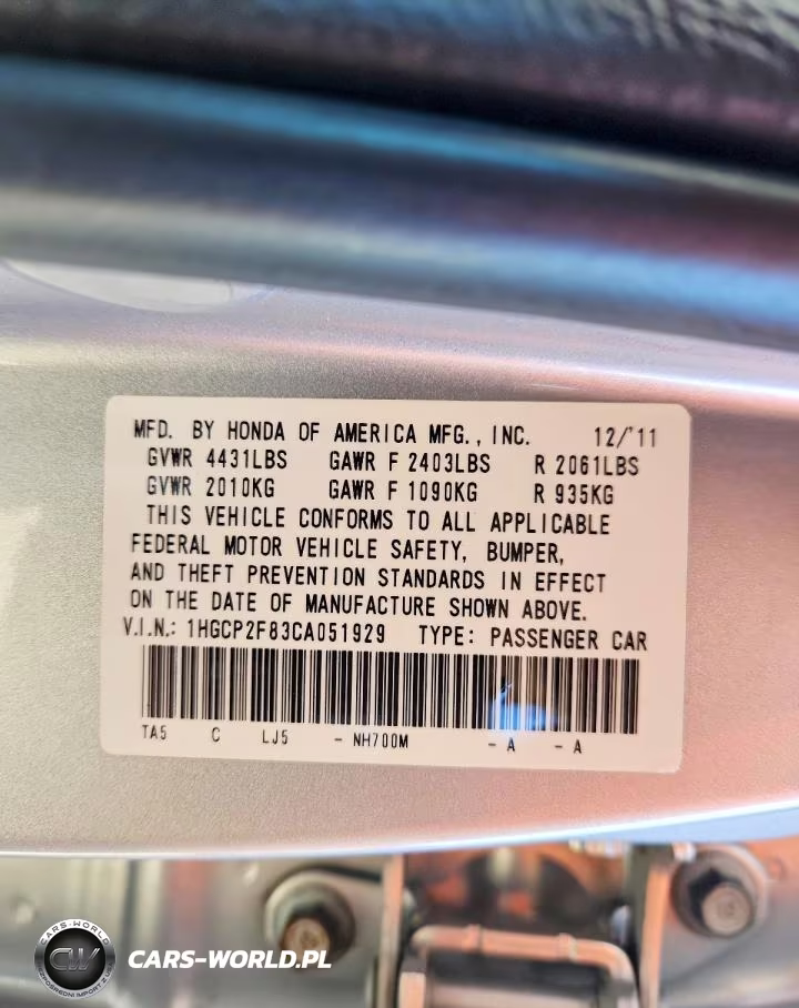2012 Honda Accord Exl VIN:1HGCP2F83CA051929 - 13