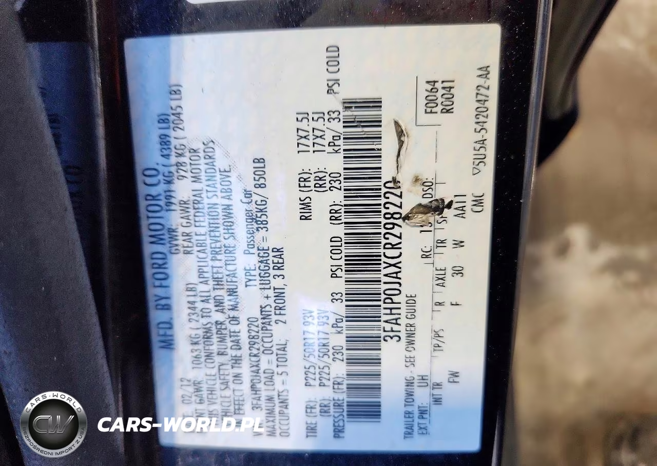 2012 Ford Fusion Sel VIN:3FAHP0JAXCR298220 - 12