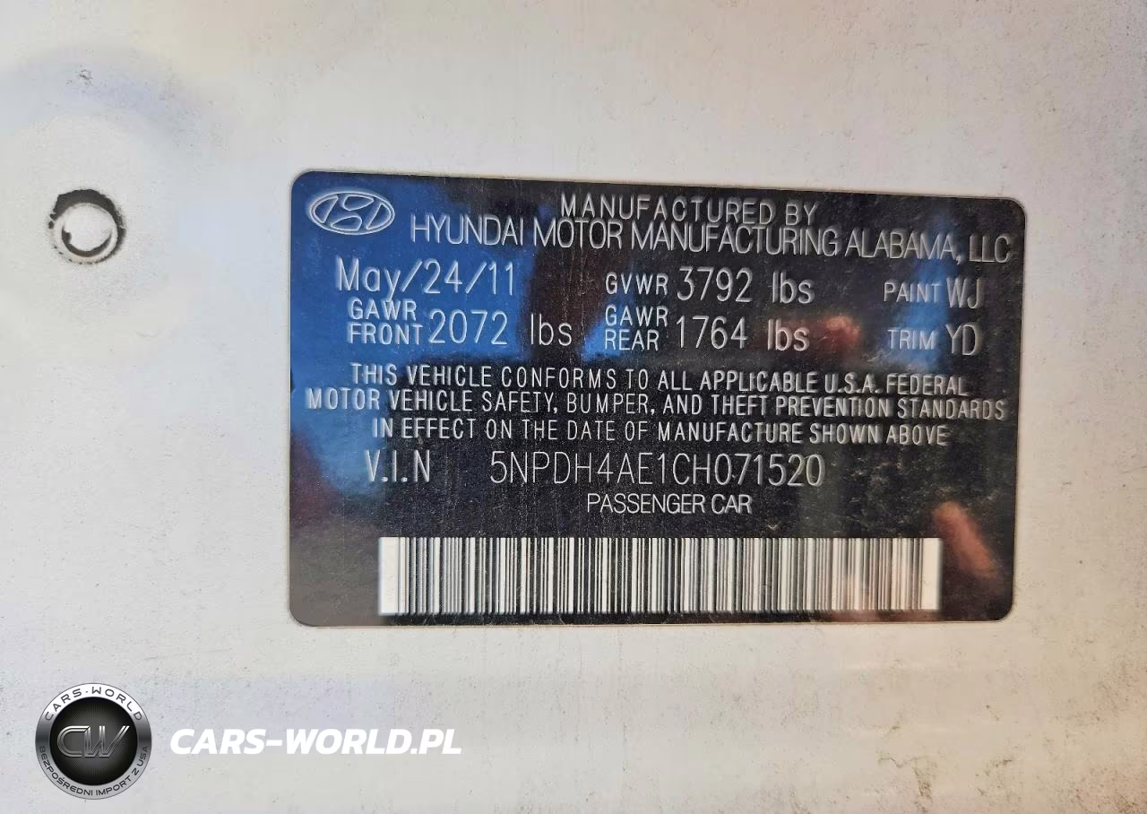 2012 Hyundai Elantra Gls VIN:5NPDH4AE1CH071520 - 12