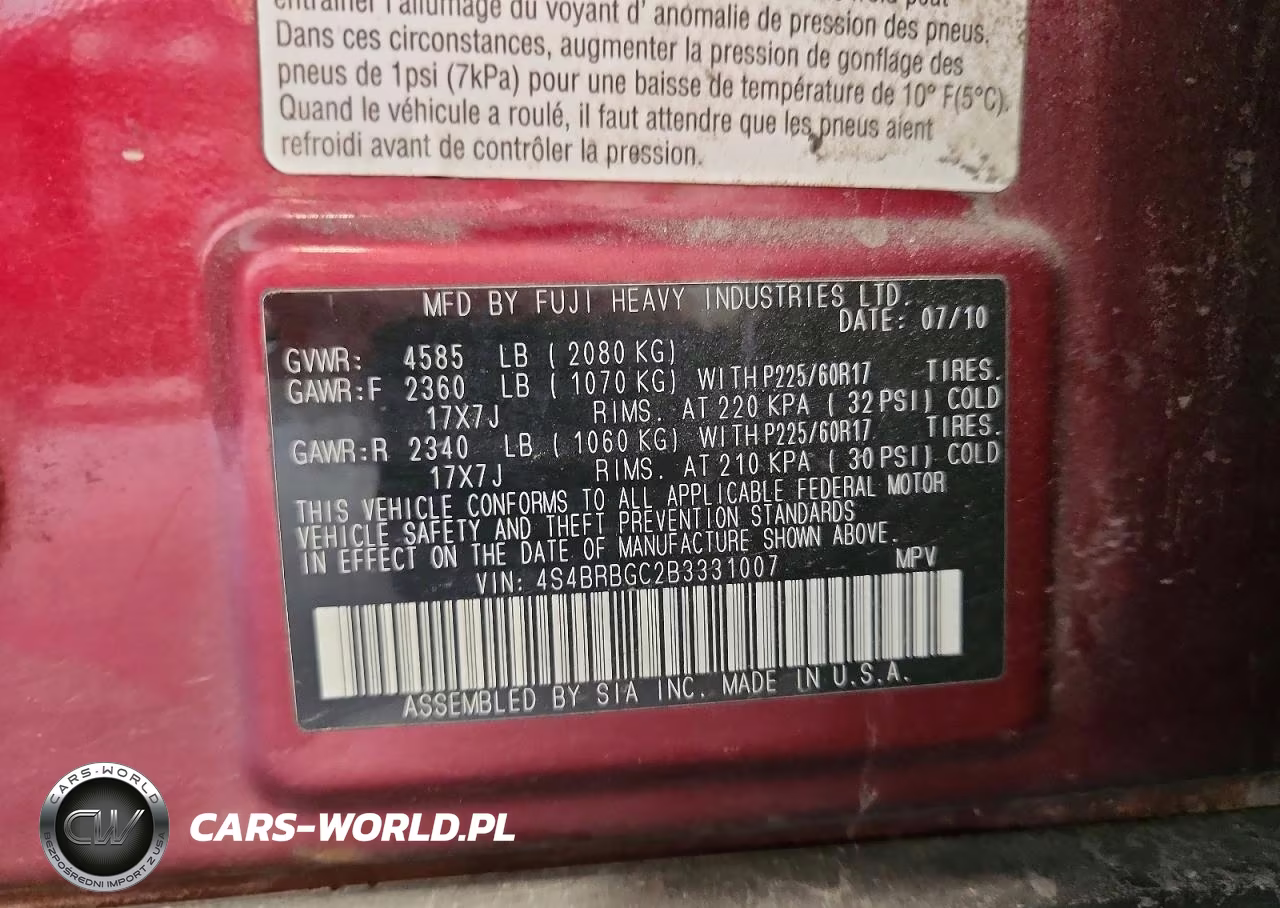2011 Subaru Outback 2.5I Premium VIN:4S4BRBGC2B3331007 - 14