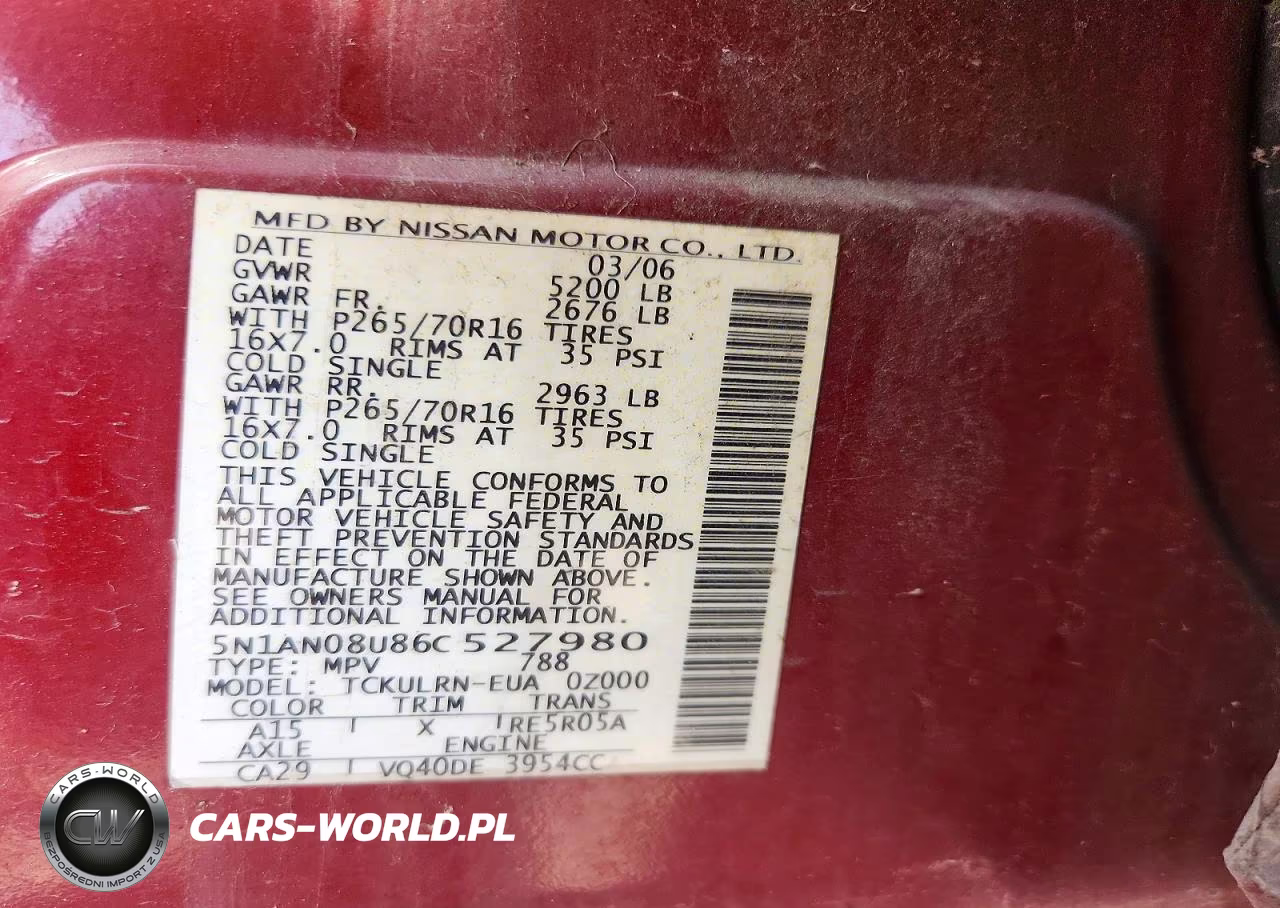 2006 Nissan Xterra X VIN:5N1AN08U86C527980 - 13
