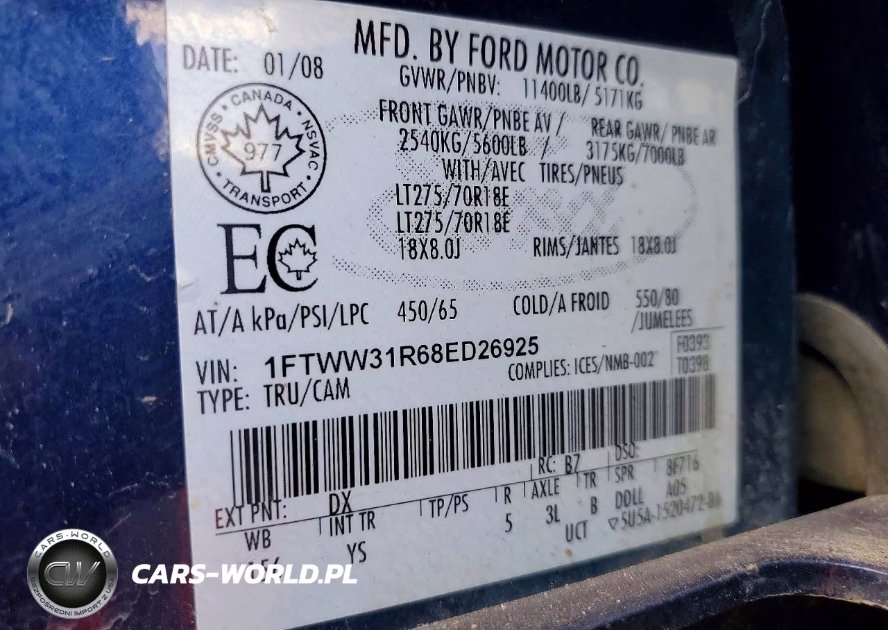 2008 Ford F350 Srw Super Duty VIN:1FTWW31R68ED26925 - 12