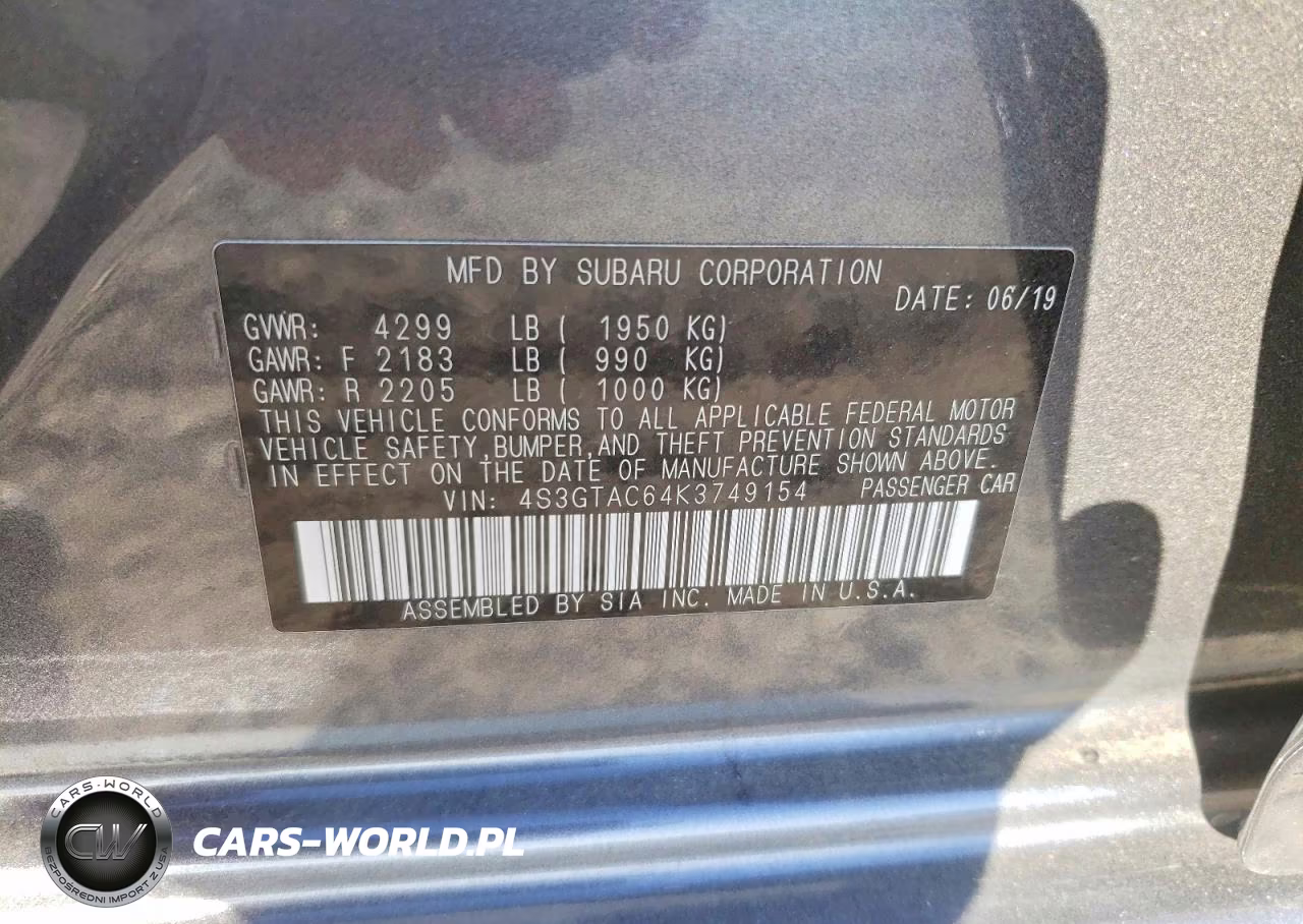 2019 Subaru Impreza Premium VIN:4S3GTAC64K3749154 - 12