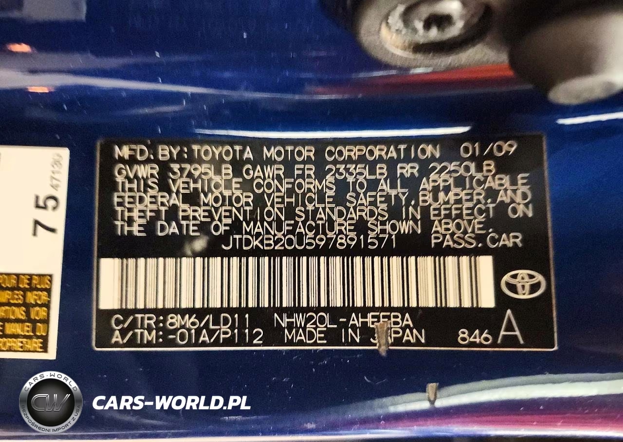 2009 Toyota Prius Base VIN:JTDKB20U597891571 - 12