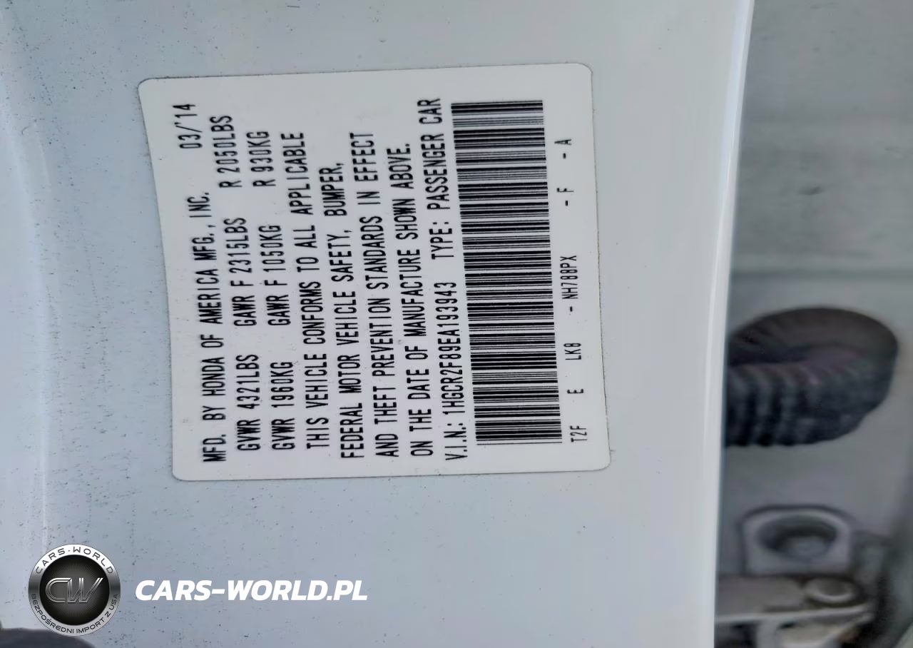 2014 Honda Accord Exl VIN:1HGCR2F89EA193943 - 12