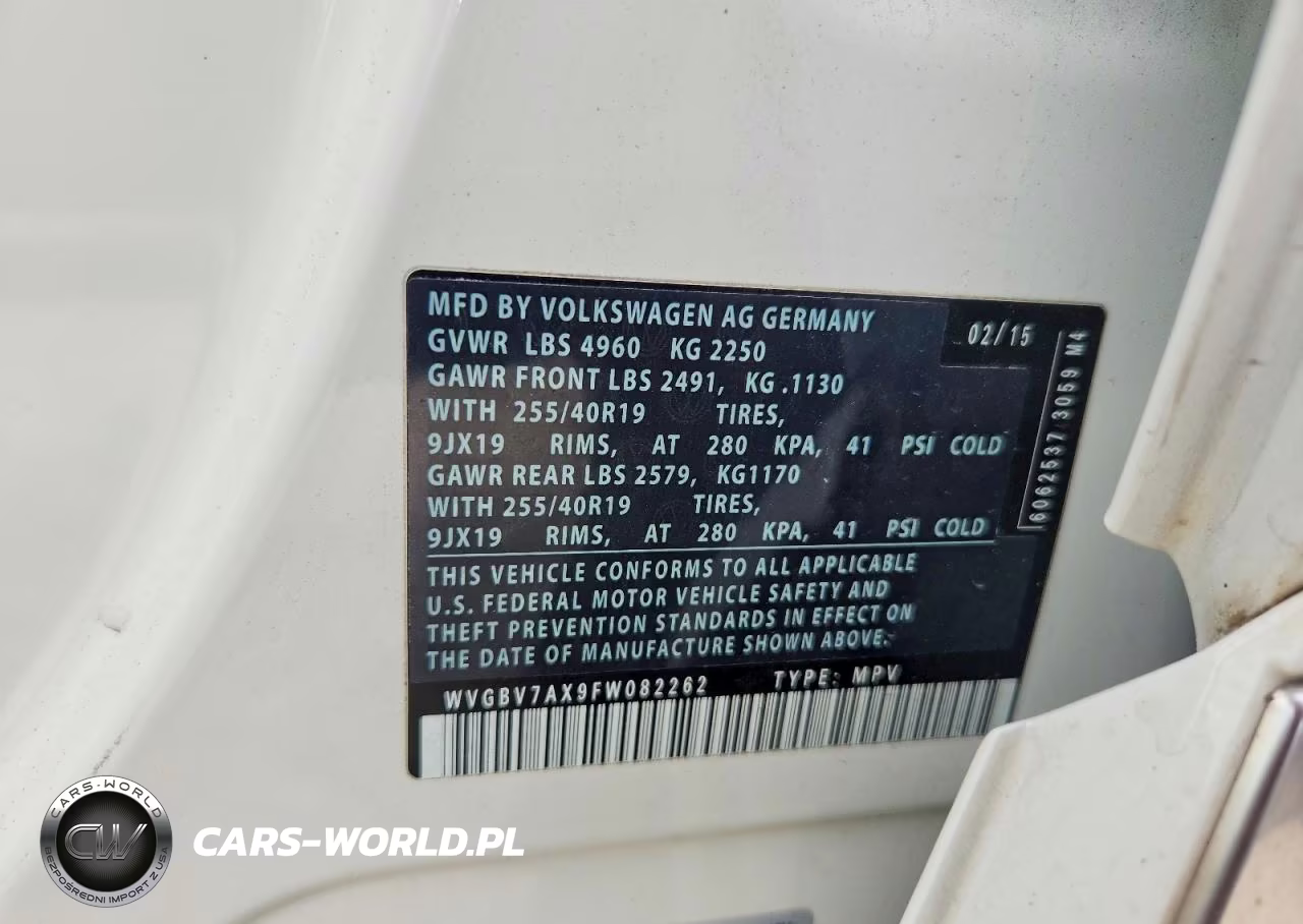 2015 Volkswagen Tiguan S VIN:WVGBV7AX9FW082262 - 14