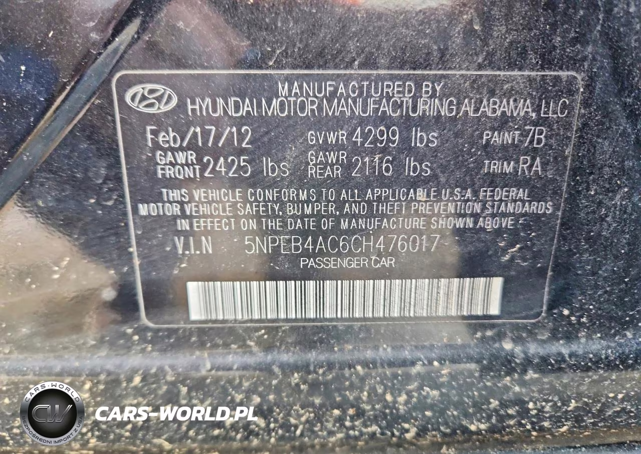 2012 Hyundai Sonata Gls VIN:5NPEB4AC6CH476017 - 12