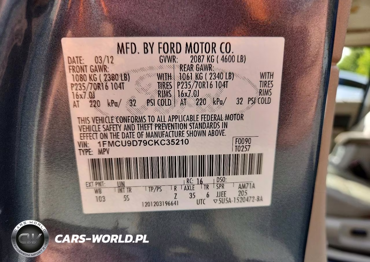 2012 Ford Escape Xlt VIN:1FMCU9D79CKC35210 - 13