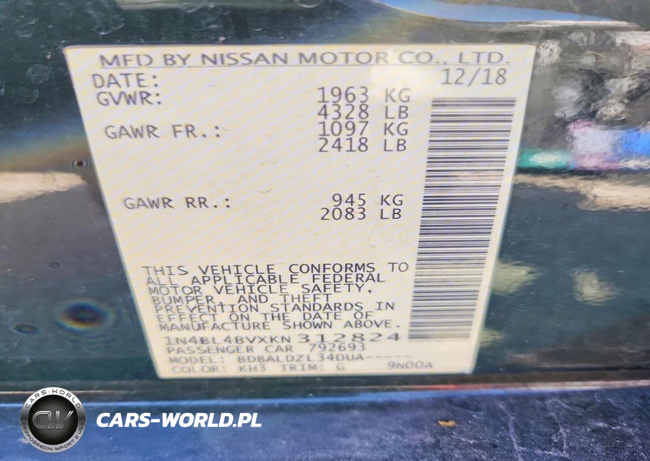 2019 Nissan Altima S VIN:1N4BL4BVXKN312824 - 13