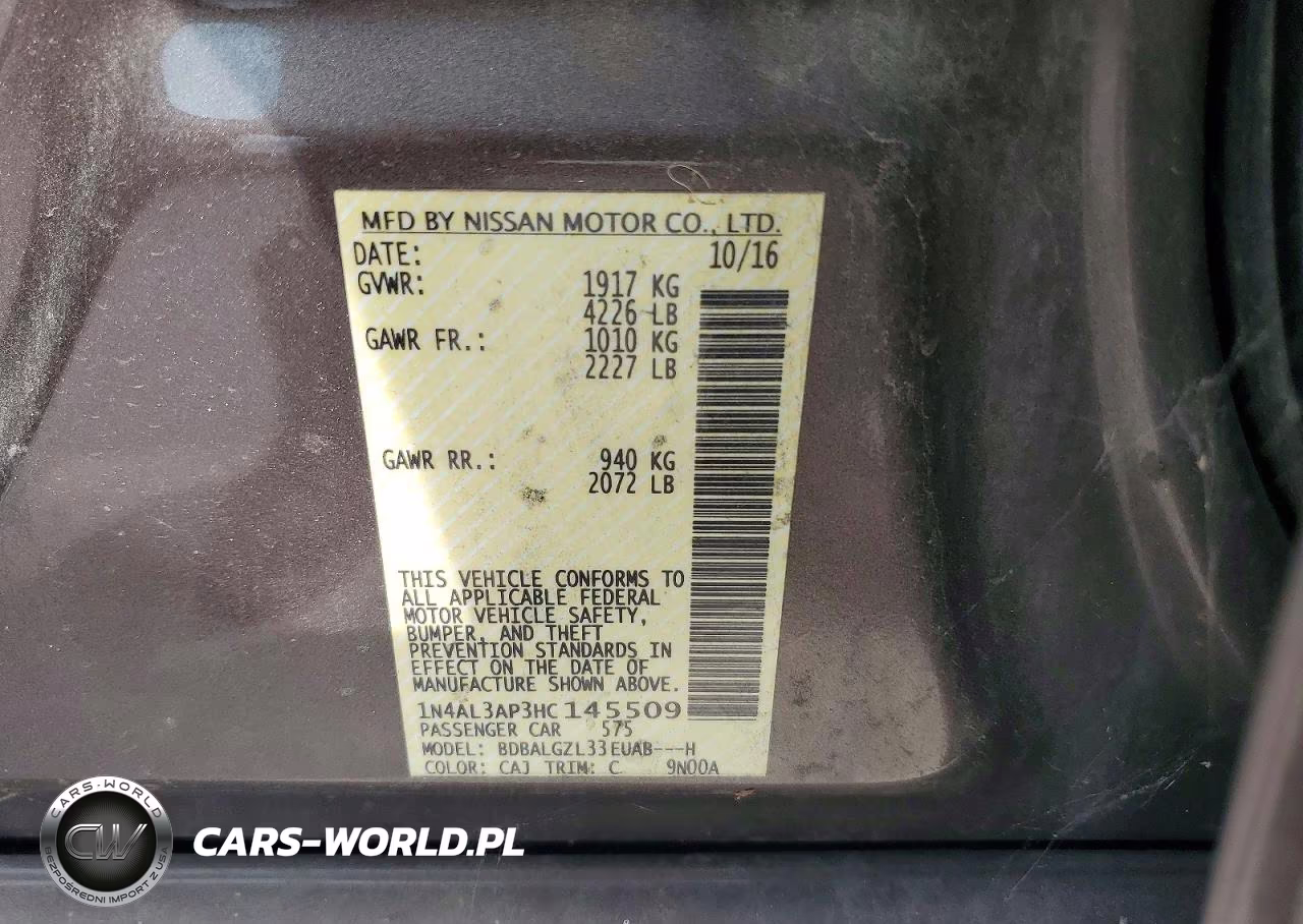 2017 Nissan Altima 2.5 S VIN:1N4AL3AP3HC145509 - 12
