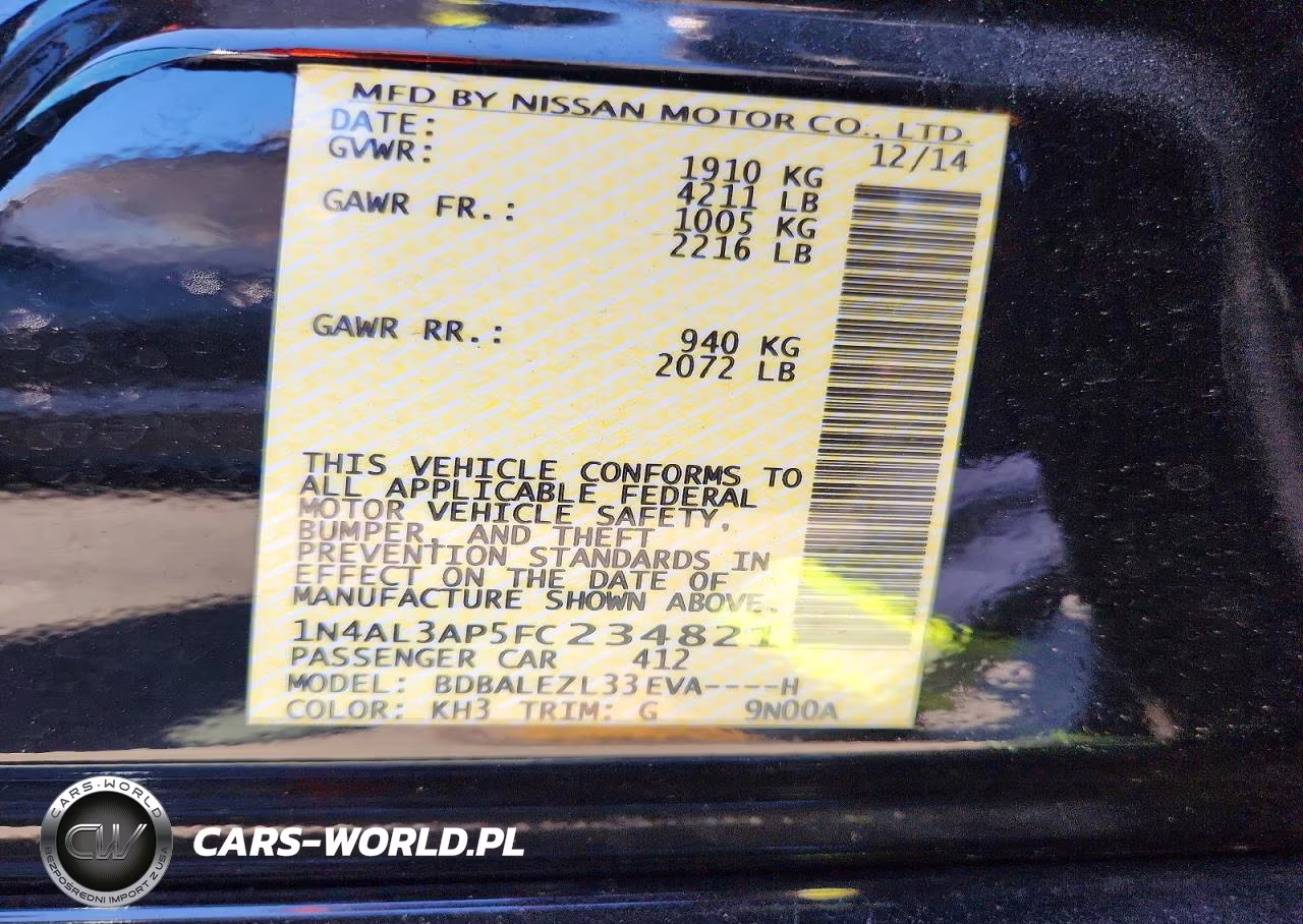 2015 Nissan Altima 2.5 S VIN:1N4AL3AP5FC234821 - 12