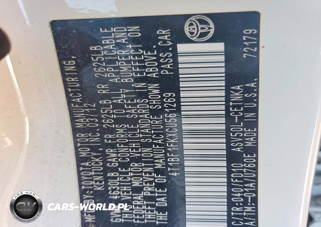 2012 Toyota Camry Le VIN:4T1BF1FKXCU561269 - 12