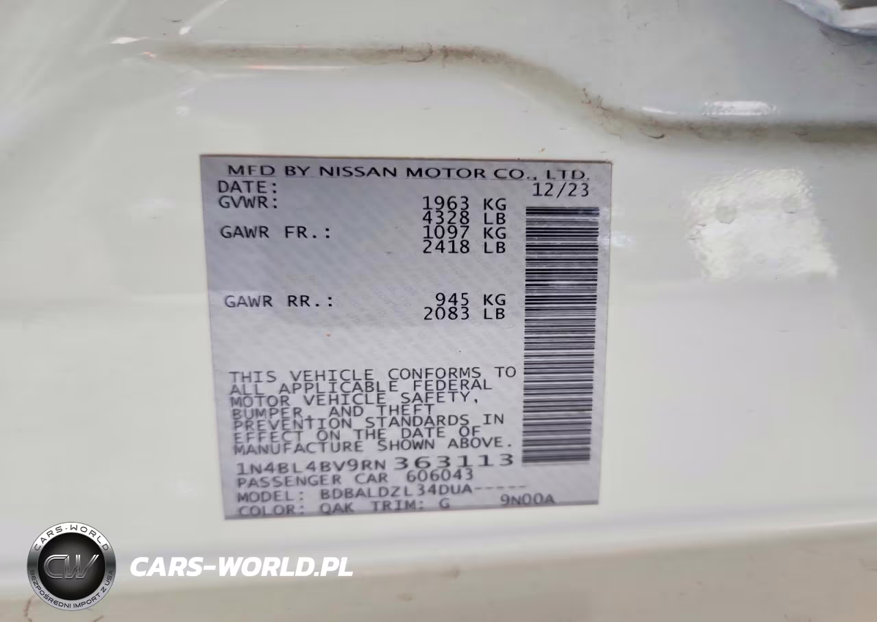 2024 Nissan Altima S VIN:1N4BL4BV9RN363113 - 12