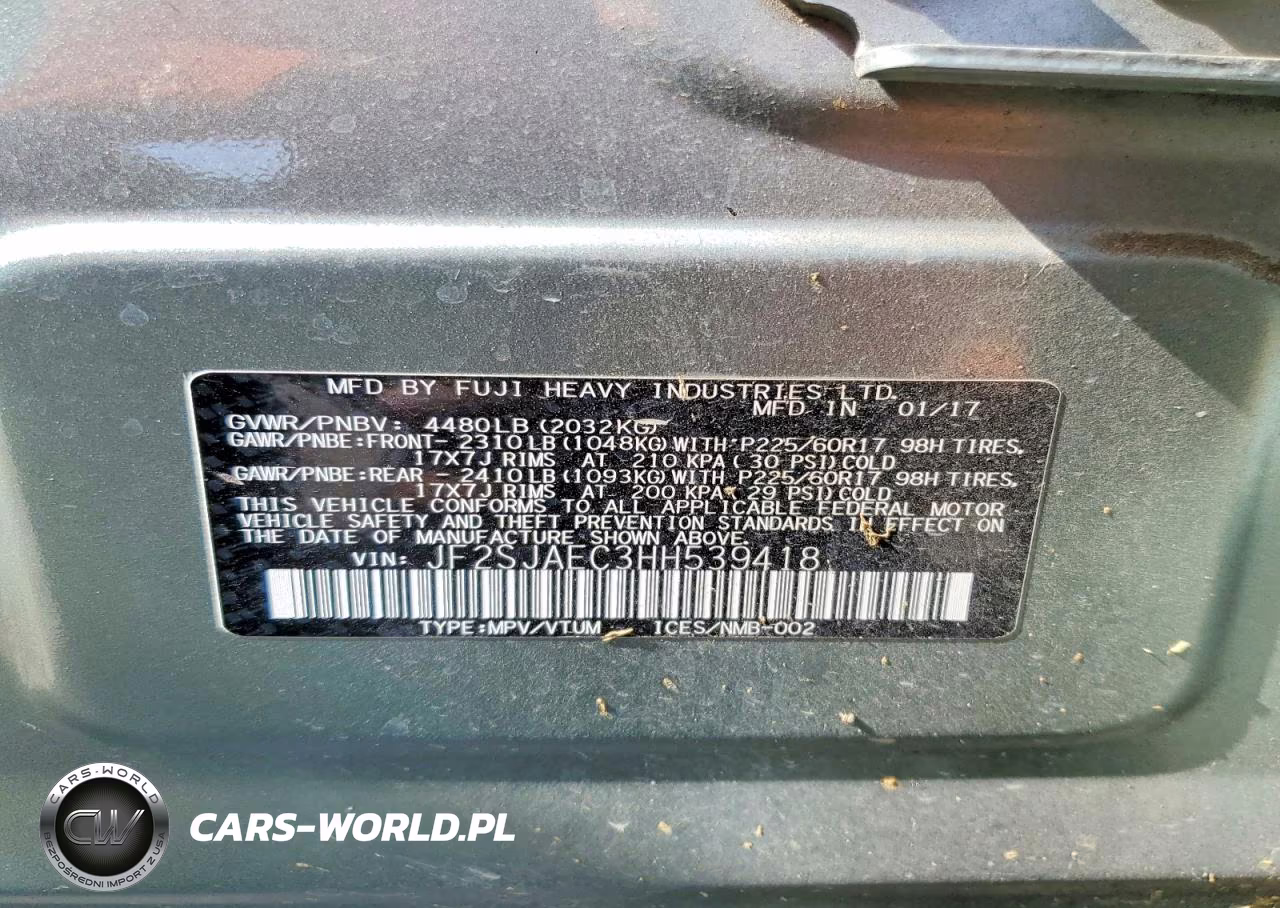 2017 Subaru Forester 2.5I Premium VIN:JF2SJAEC3HH539418 - 14