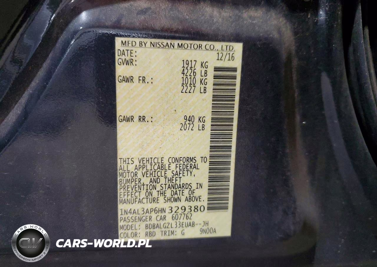 2017 Nissan Altima 2.5 S VIN:1N4AL3AP6HN329380 - 13