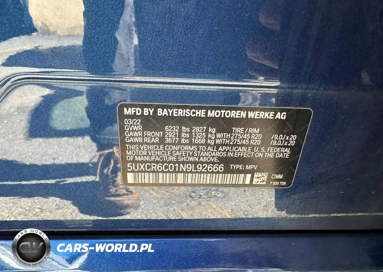 2022 BMW X5 xDrive40I VIN:5UXCR6C01N9L92666 - 10