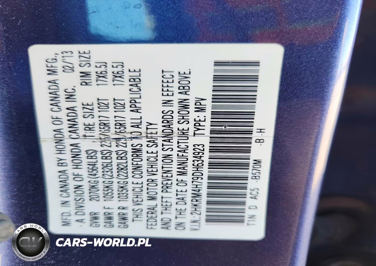 2013 Honda Cr-V Exl VIN:2HKRM4H79DH634923 - 12