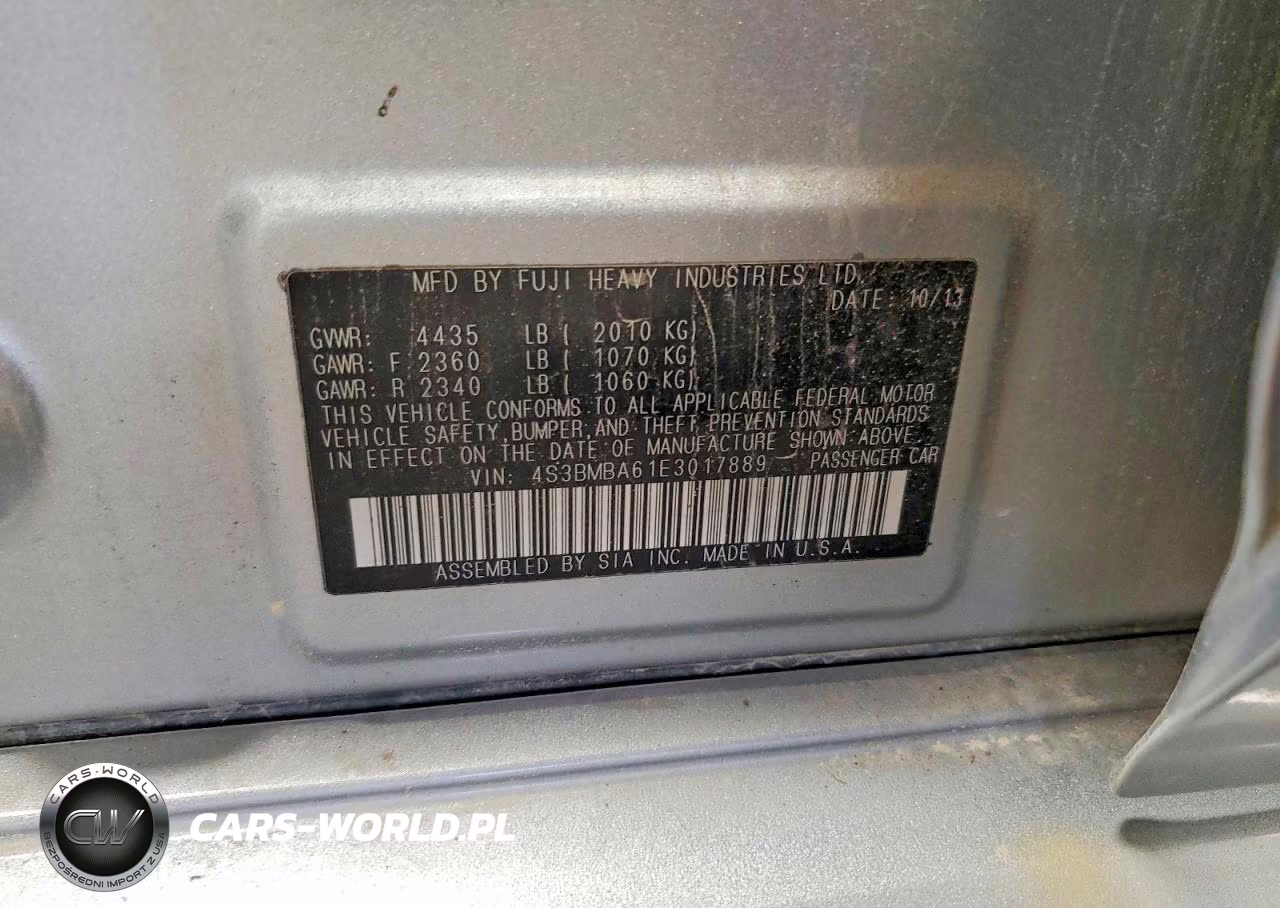 2014 Subaru Legacy 2.5I VIN:4S3BMBA61E3017889 - 12