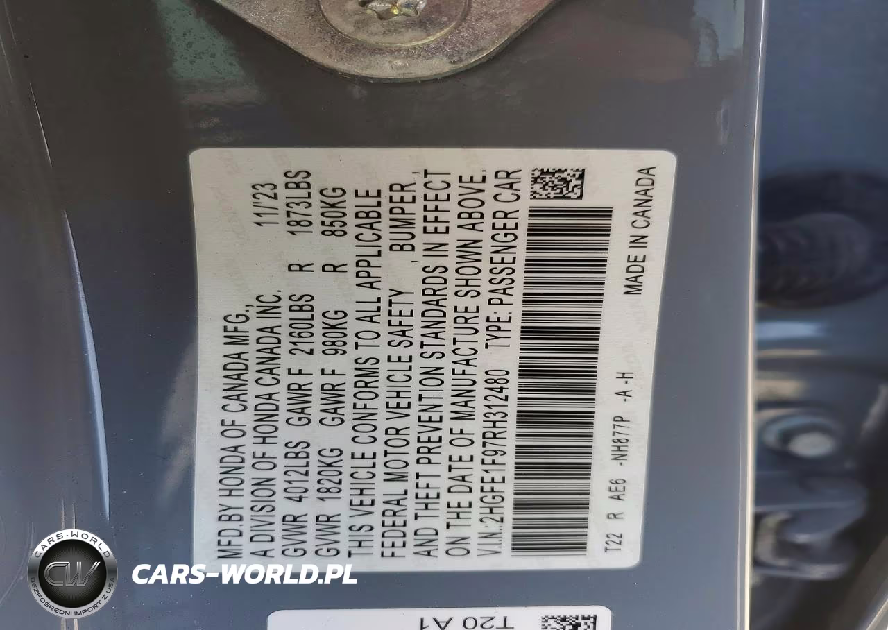 2024 Honda Civic Touring VIN:2HGFE1F97RH312480 - 12