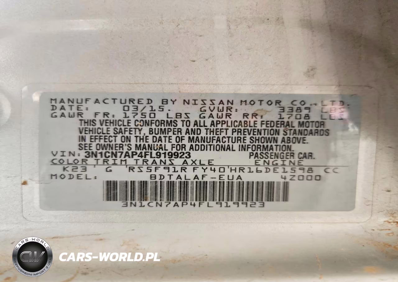 2015 Nissan Versa 1.6 S VIN:3N1CN7AP4FL919923 - 12