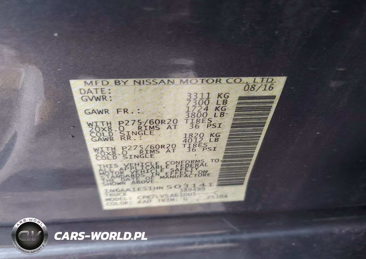 2017 Nissan Titan Sl VIN:1N6AA1E51HN503141 - 12
