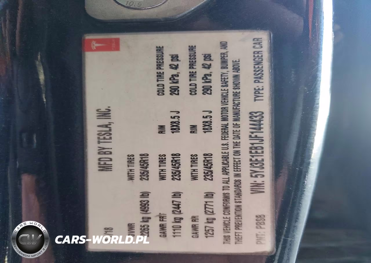 2018 Tesla Model 3 VIN:5YJ3E1EB1JF144433 - 12