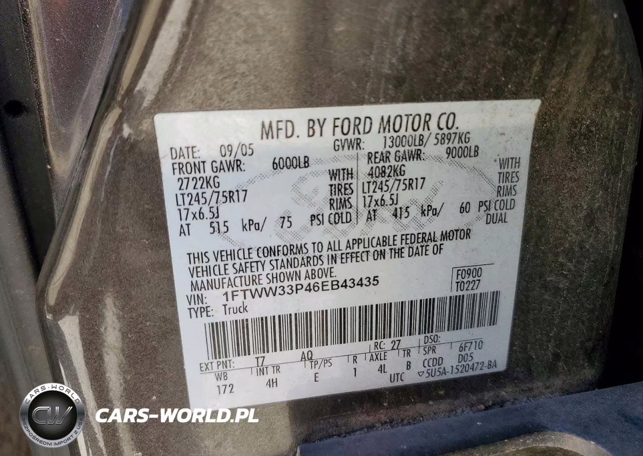 2006 Ford F350 Super Duty VIN:1FTWW33P46EB43435 - 13
