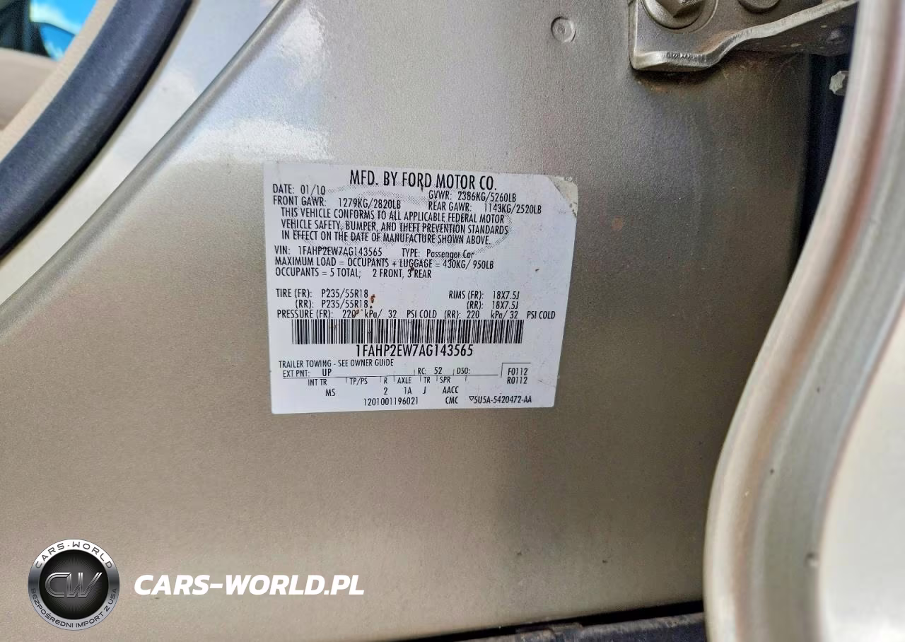 2010 Ford Taurus Sel VIN:1FAHP2EW7AG143565 - 12