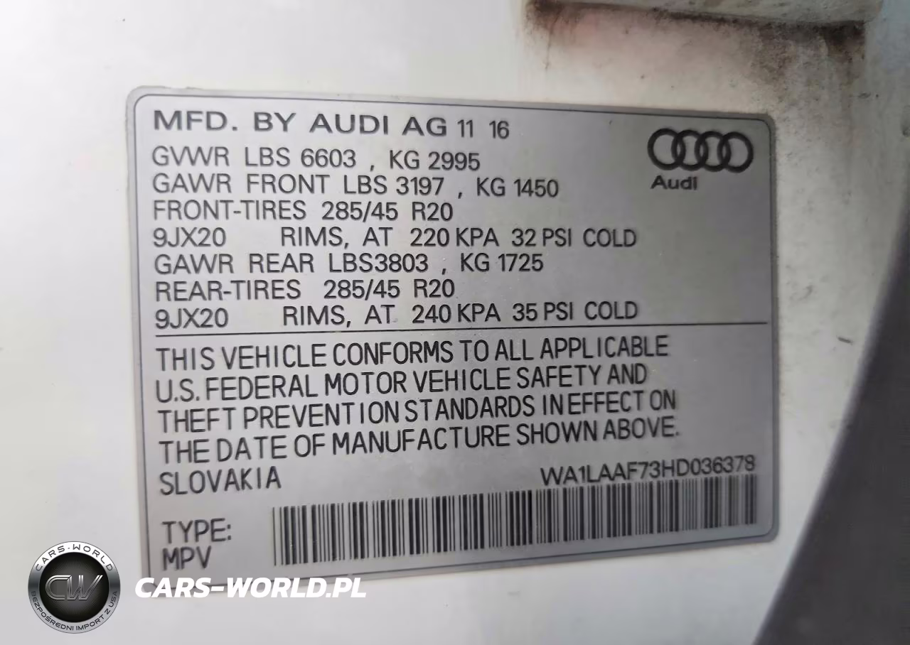 2017 Audi Q7 Premium Plus VIN:WA1LAAF73HD036378 - 12